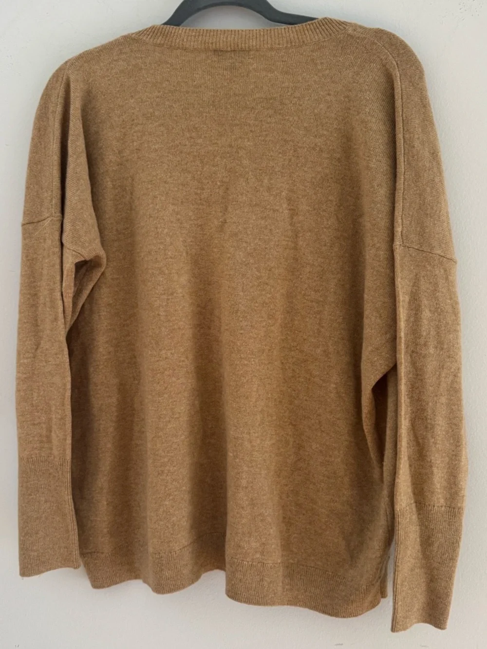 J.Crew 100% Cashmere V-Neck Boyfriend Sweater Camel Brown Tan Size Small